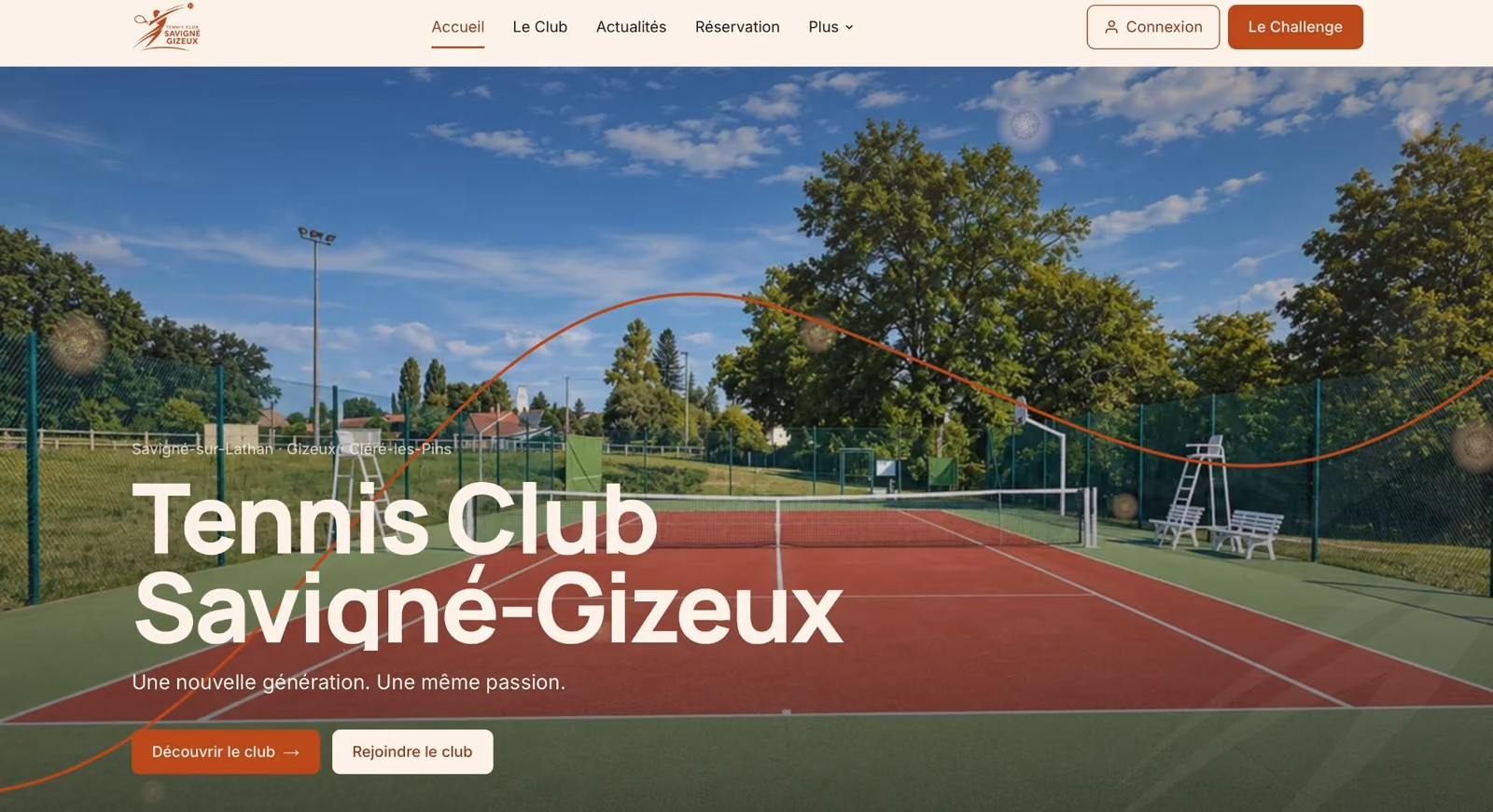 Tennis Club Savigné-Gizeux, ordinateur : Page d’accueil du site